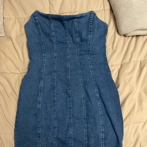 Fashion Nova Denim Strapless Dress - Picture 2 of 7